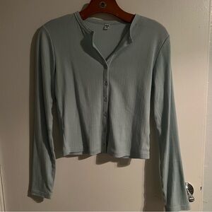 Light Blue Button-Up Cardigan Top